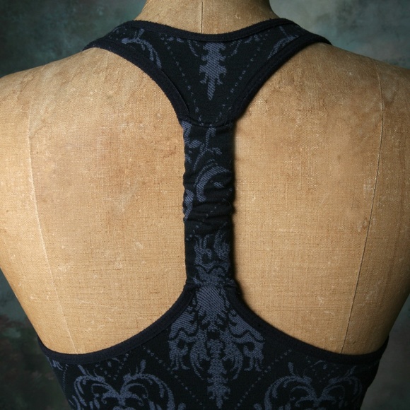 Climawear Black Gray Damask Seamless Workout Top S - Picture 6 of 9
